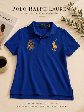Polo by Ralph Lauren Royal Blue Polo with Gold Embroidery